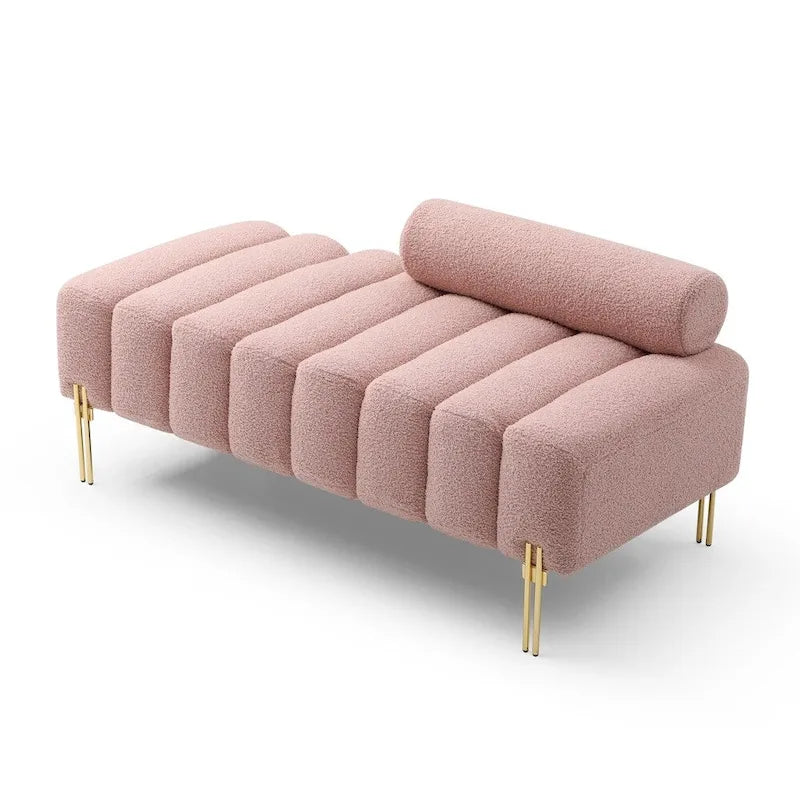 Banc 1 place rembourré en Sherpa marron/beige/noir/rose avec dossier réglable
