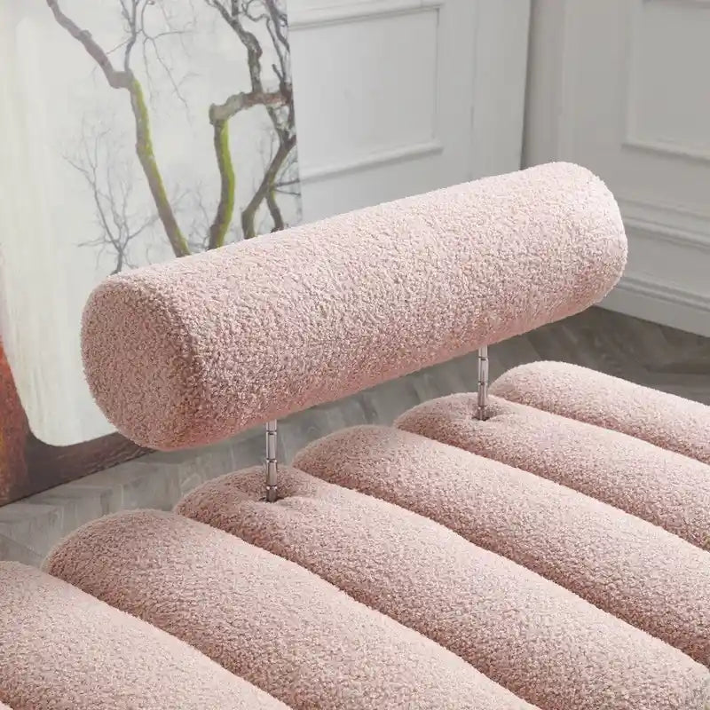 Banc 1 place rembourré en Sherpa marron/beige/noir/rose avec dossier réglable