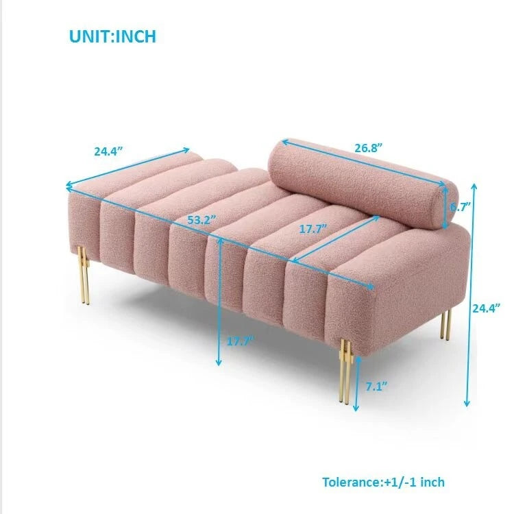 Banc 1 place rembourré en Sherpa marron/beige/noir/rose avec dossier réglable