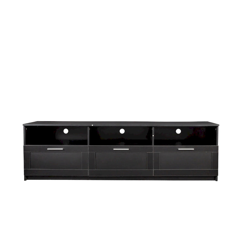 Meuble TV 80" – Noir / Blanc / Noyer / Fauve, Style minimaliste, Montage par 1 personne