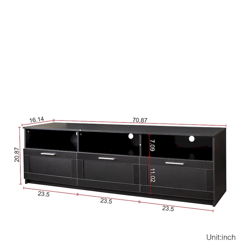 Meuble TV 80" – Noir / Blanc / Noyer / Fauve, Style minimaliste, Montage par 1 personne