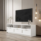 Meuble TV 80" – Noir / Blanc / Noyer / Fauve, Style minimaliste, Montage par 1 personne