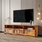 Meuble TV 80" – Noir / Blanc / Noyer / Fauve, Style minimaliste, Montage par 1 personne