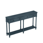 Console en Bois de Couleur Expresso/Bleu Marine avec 2 Tiroirs et Étagère Inférieure, Pour 1 Personne