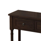 Console en Bois de Couleur Expresso/Bleu Marine avec 2 Tiroirs et Étagère Inférieure, Pour 1 Personne