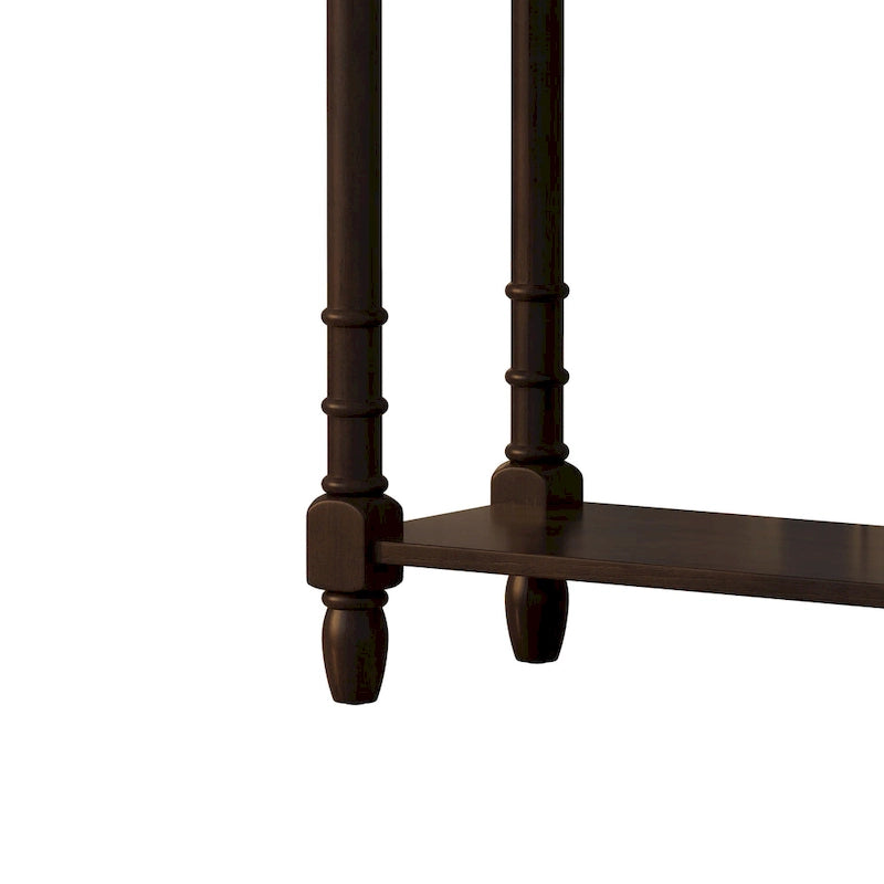 Console en Bois de Couleur Expresso/Bleu Marine avec 2 Tiroirs et Étagère Inférieure, Pour 1 Personne