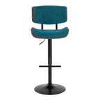 Tabouret de bar pivotant réglable, tissu bruyant/similicuir, noyer/métal noir, lot de 2