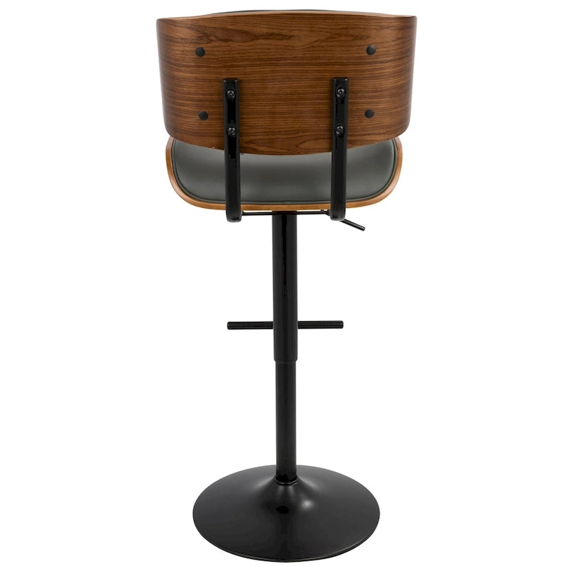 Tabouret de bar pivotant réglable, tissu bruyant/similicuir, noyer/métal noir, lot de 2
