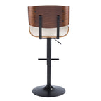 Tabouret de bar pivotant réglable, tissu bruyant/similicuir, noyer/métal noir, lot de 2