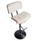 Tabouret de bar pivotant réglable, tissu bruyant/similicuir, noyer/métal noir, lot de 2