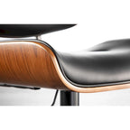 Tabouret de bar pivotant réglable, tissu bruyant/similicuir, noyer/métal noir, lot de 2