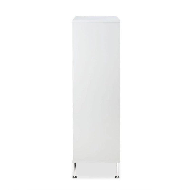 Commode 5 tiroirs blanche/noyer, unité simple