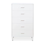 Commode 5 tiroirs blanche/noyer, unité simple