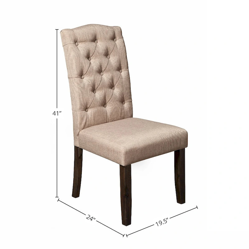 Lot de 2 chaises de salle à manger Parsons capitonnées gris chiné avec pieds en bois