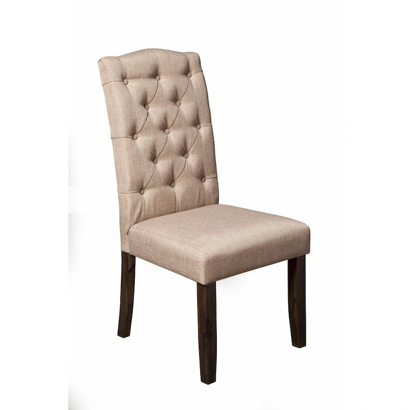 Lot de 2 chaises de salle à manger Parsons capitonnées gris chiné avec pieds en bois