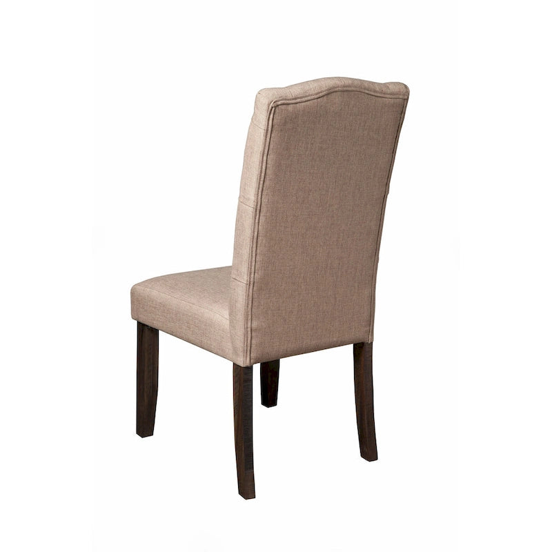 Lot de 2 chaises de salle à manger Parsons capitonnées gris chiné avec pieds en bois