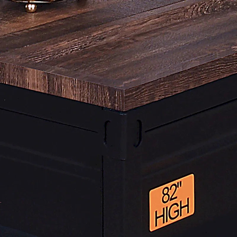Table basse relevable industrielle en noyer noir, 1 personne