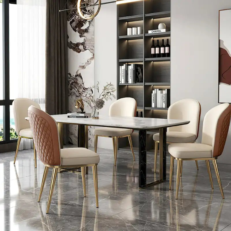 Chaise de salle à manger Off-White avec dossier croisé, style moderne du milieu du siècle, lot de 2