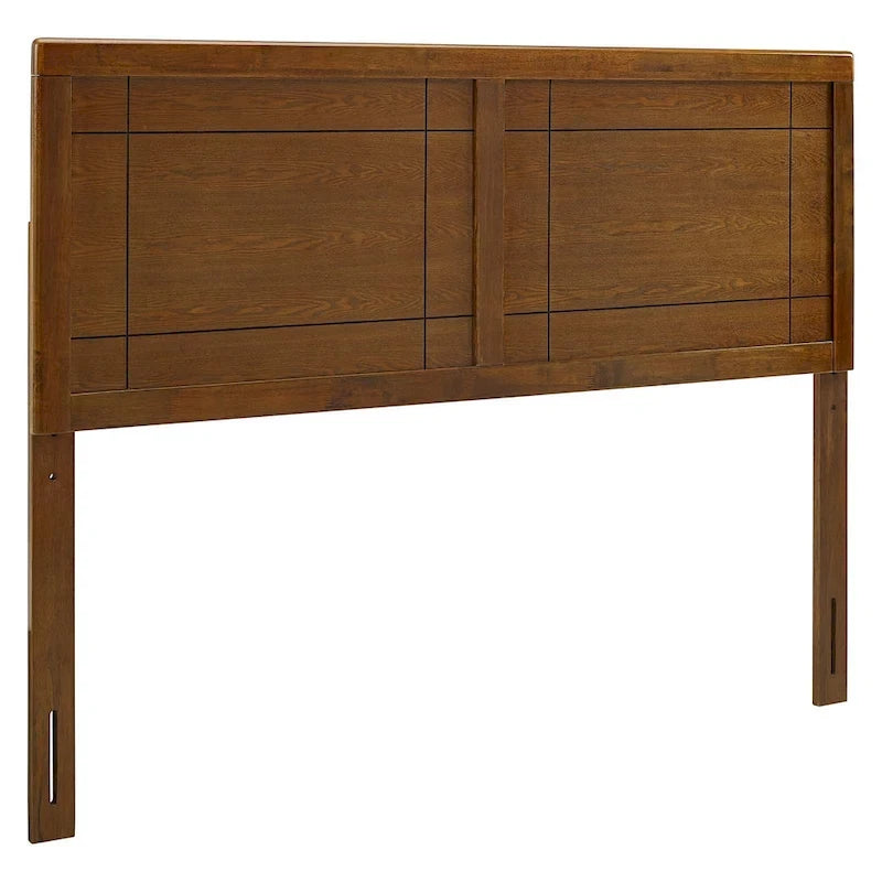 Tête de lit en bois rustique brun noyer – Grand lit double (1 personne)