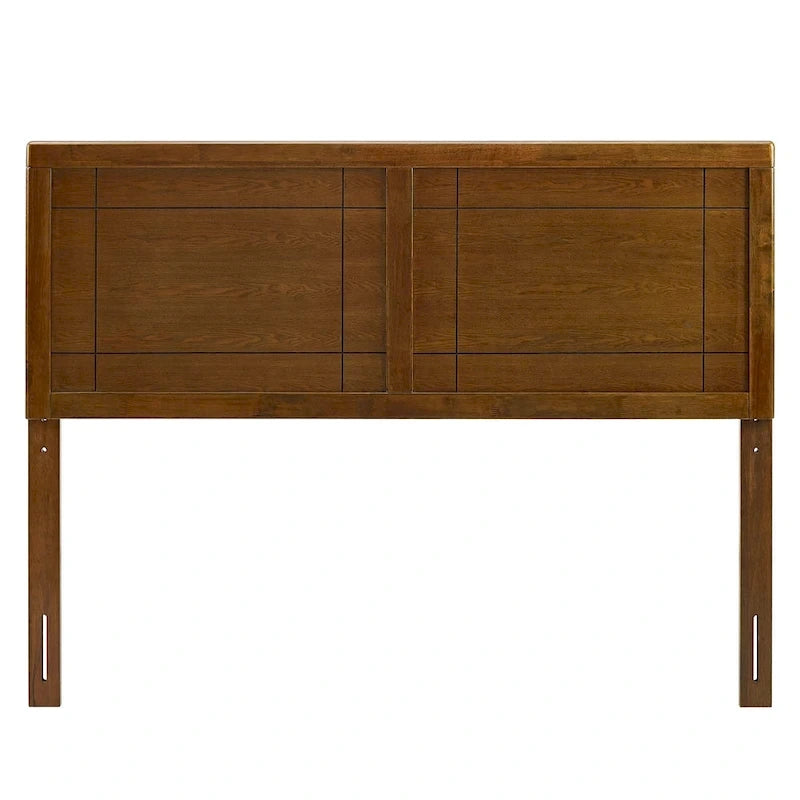 Tête de lit en bois rustique brun noyer – Grand lit double (1 personne)