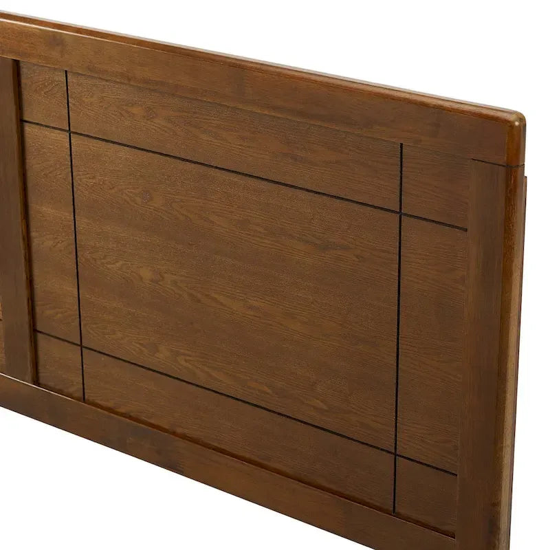 Tête de lit en bois rustique brun noyer – Grand lit double (1 personne)