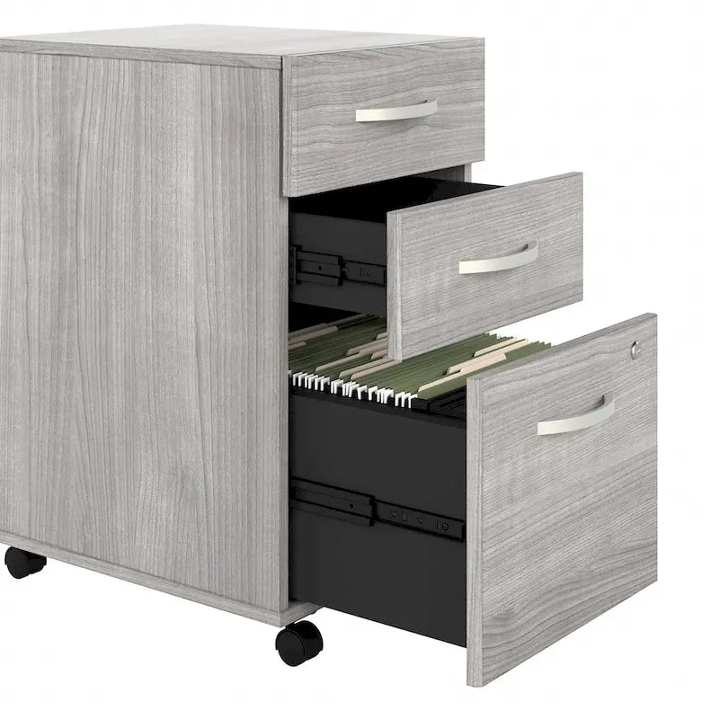 Ensemble de bureau 3 pièces pour 1 personne en Noyer moderne / Blanc / Noyer noir / Gris platine / Gris orage