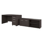 Ensemble de bureau 3 pièces pour 1 personne en Noyer moderne / Blanc / Noyer noir / Gris platine / Gris orage