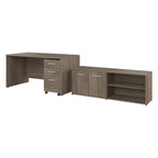 Ensemble de bureau 3 pièces pour 1 personne en Noyer moderne / Blanc / Noyer noir / Gris platine / Gris orage