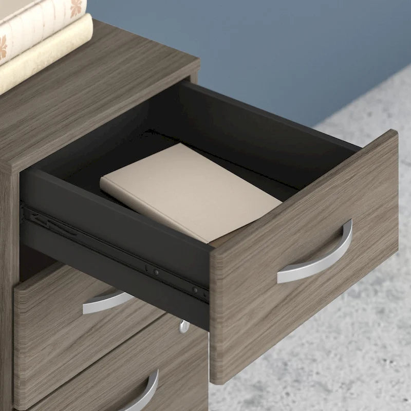 Ensemble de bureau 3 pièces pour 1 personne en Noyer moderne / Blanc / Noyer noir / Gris platine / Gris orage