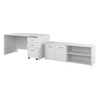 Ensemble de bureau 3 pièces pour 1 personne en Noyer moderne / Blanc / Noyer noir / Gris platine / Gris orage