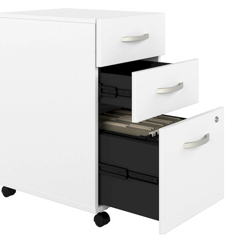 Ensemble de bureau 3 pièces pour 1 personne en Noyer moderne / Blanc / Noyer noir / Gris platine / Gris orage