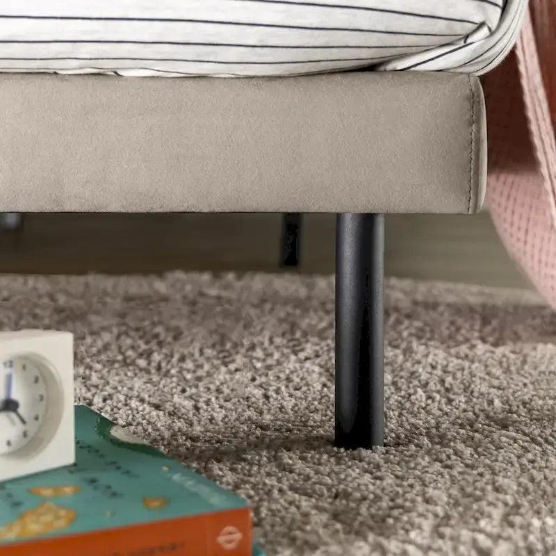 Cadre de lit plateforme capitonné en velours latte à tête de lit double, pour 2 personnes