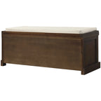 Banc de rangement rustique 1 place avec 3 paniers et coussin, blanc délavé / blanc / expresso / bleu marine antique