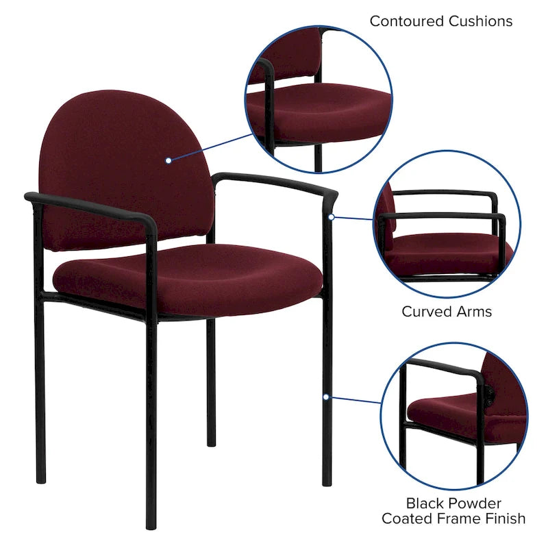 Chaise de salle à manger empilable en tissu noir / bordeaux / gris / marine, 1 place, empilable jusqu'à 5 unités