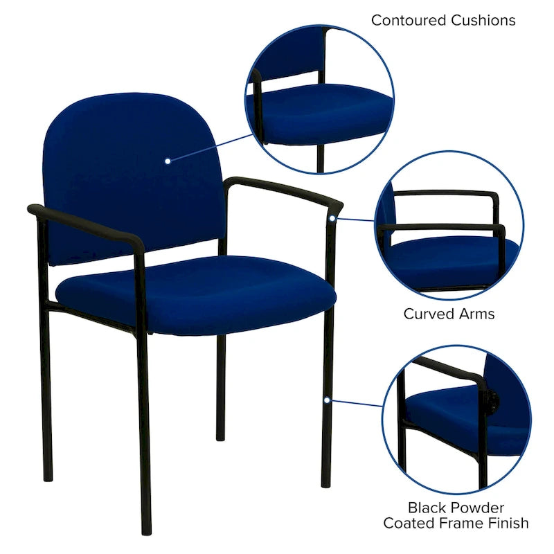 Chaise de salle à manger empilable en tissu noir / bordeaux / gris / marine, 1 place, empilable jusqu'à 5 unités