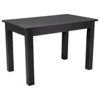 Table à manger rectangulaire en pin massif, 4 places, finition antique rustique / délavé noir / naturel clair