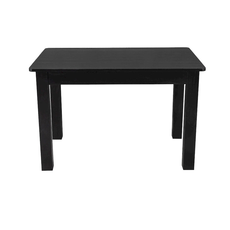 Table à manger rectangulaire en pin massif, 4 places, finition antique rustique / délavé noir / naturel clair