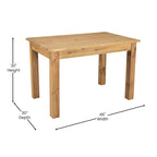 Table à manger rectangulaire en pin massif, 4 places, finition antique rustique / délavé noir / naturel clair