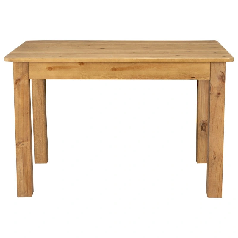 Table à manger rectangulaire en pin massif, 4 places, finition antique rustique / délavé noir / naturel clair