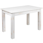 Table à manger rectangulaire en pin massif, 4 places, finition antique rustique / délavé noir / naturel clair