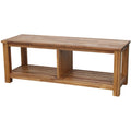 Banc TV en acacia massif, couleur marron/sable flotté/noir alto, simple