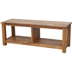 Banc TV en acacia massif, couleur marron/sable flotté/noir alto, simple