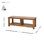 Banc TV en acacia massif, couleur marron/sable flotté/noir alto, simple