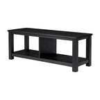 Banc TV en acacia massif, couleur marron/sable flotté/noir alto, simple