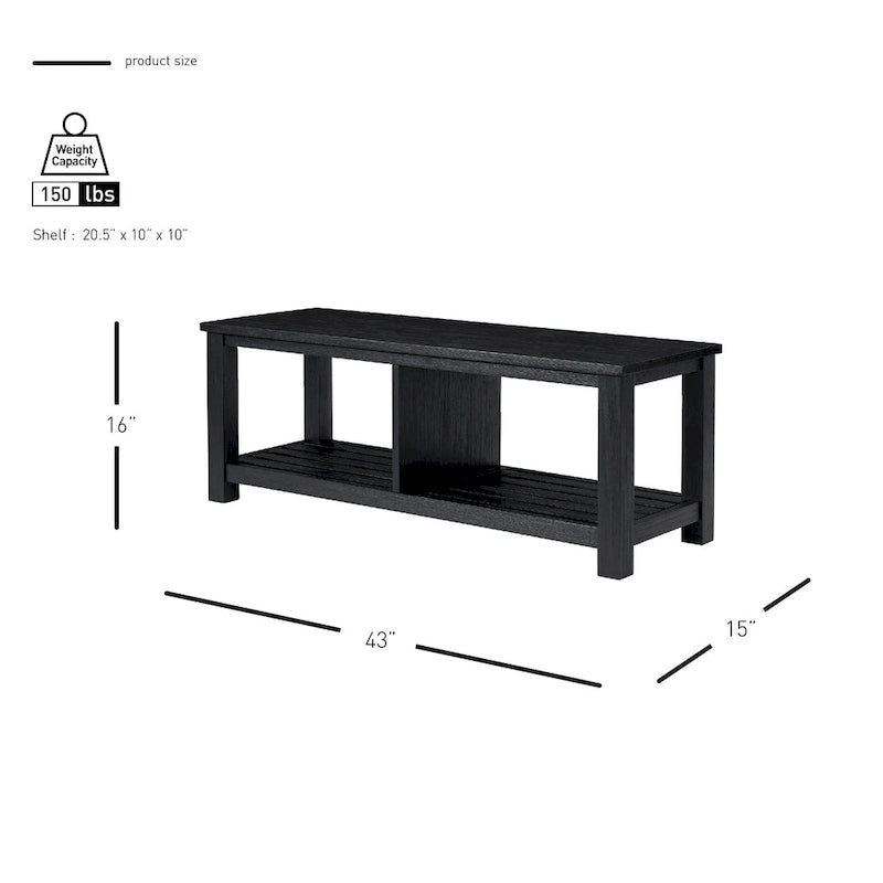 Banc TV en acacia massif, couleur marron/sable flotté/noir alto, simple