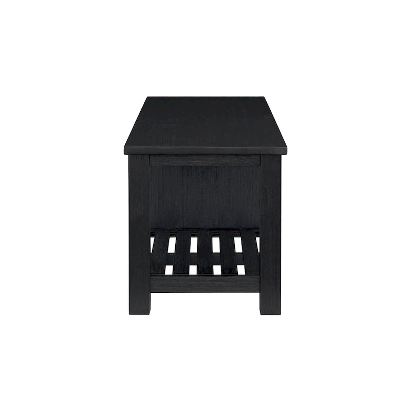 Banc TV en acacia massif, couleur marron/sable flotté/noir alto, simple