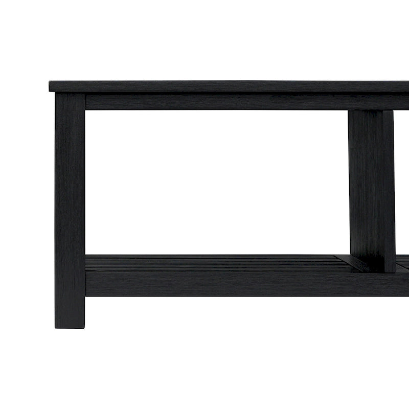 Banc TV en acacia massif, couleur marron/sable flotté/noir alto, simple