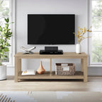 Banc TV en acacia massif, couleur marron/sable flotté/noir alto, simple