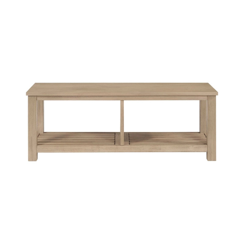 Banc TV en acacia massif, couleur marron/sable flotté/noir alto, simple