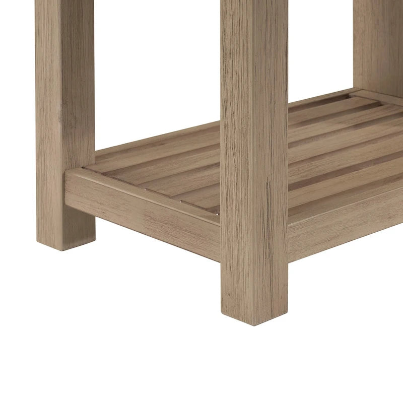 Banc TV en acacia massif, couleur marron/sable flotté/noir alto, simple